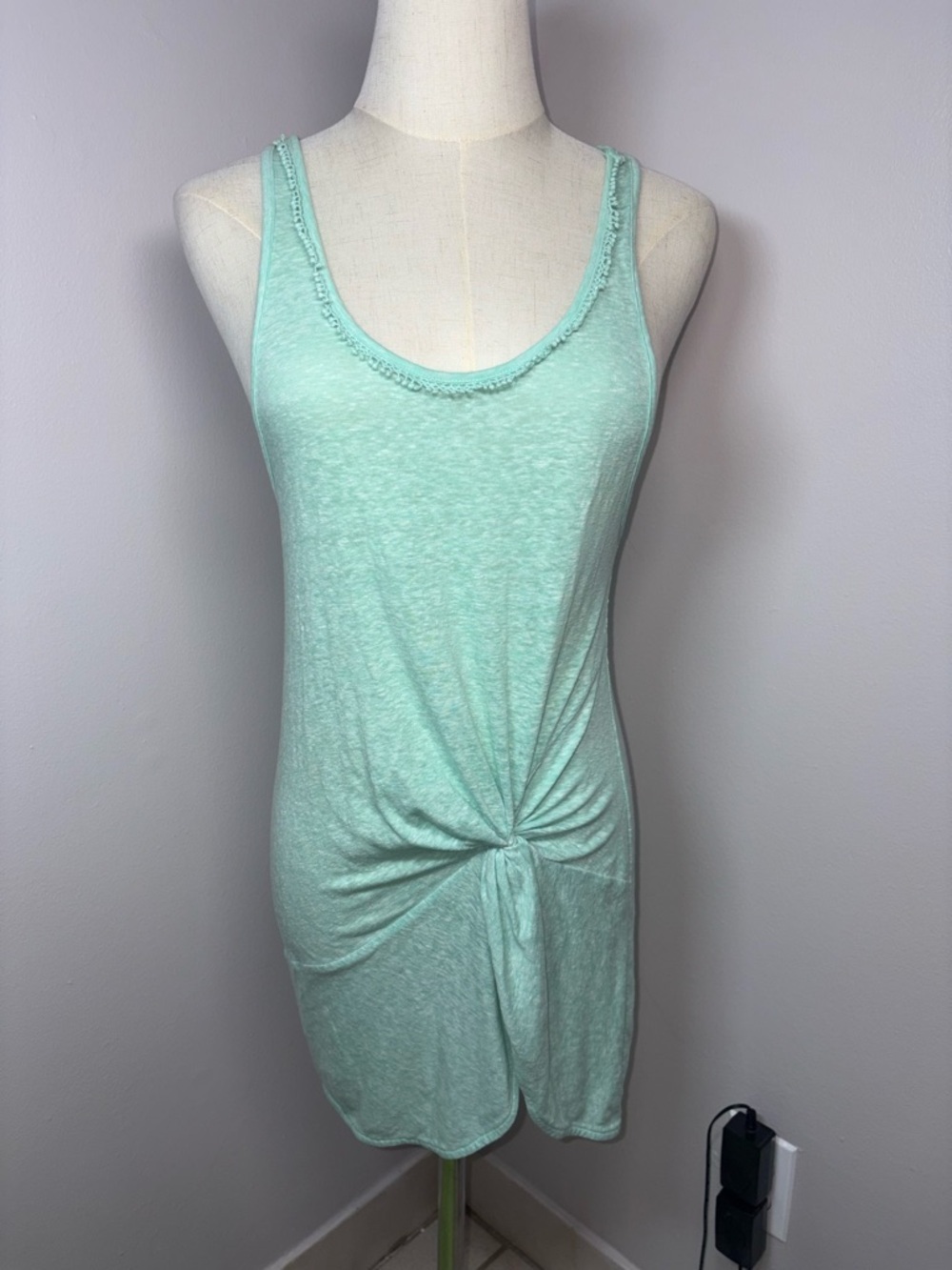 Victoria’s Secret Knotted Tank Swimsuit Cover Up Mini Dress Aqua/Mint Size XS‎